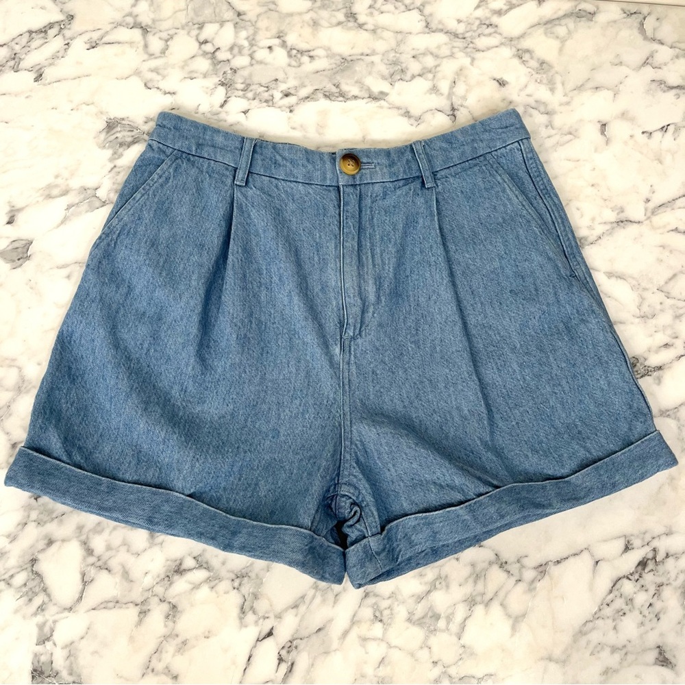 Light Blue Denim High-Waist Women's Shorts